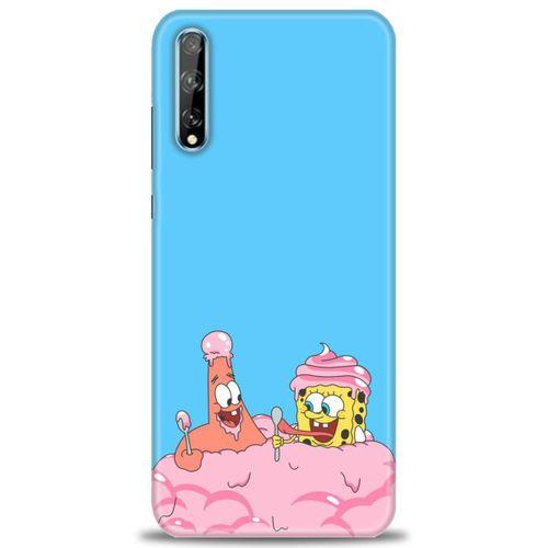 Huawei P Smart S Kılıf HD Baskılı Kılıf - SpongeBob + Tam Ekran Koruyucu