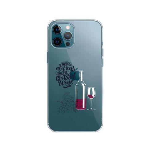 iPhone 12 Pro Max Wine Tasarımlı Premium Şeffaf Silikon Kılıf