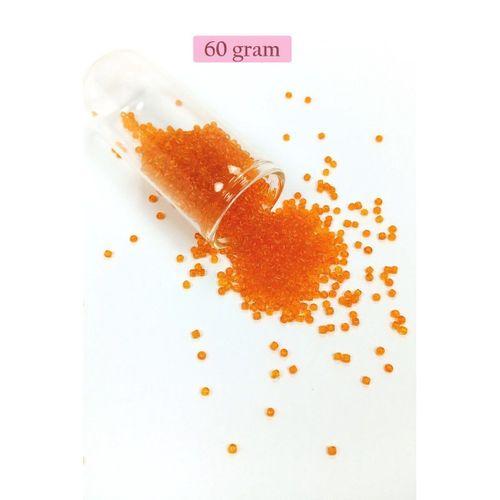Dökme Cam Kum Boncuk (11/0) 2 mm - 60 Gram -  Şeffaf Turuncu - BNC051