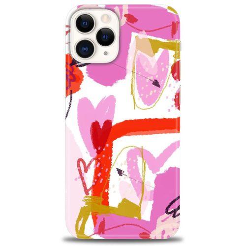 iPhone 12 Pro Kılıf HD Baskılı Kılıf - Pembeler + Tam Ekran Koruyucu