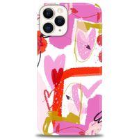 iPhone 12 Pro Kılıf HD Baskılı Kılıf - Pembeler + Tam Ekran Koruyucu