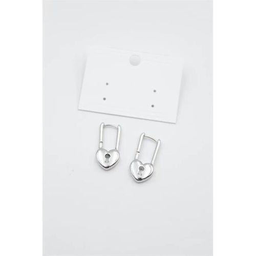 Kalp Kilit Küpe - Gümüş