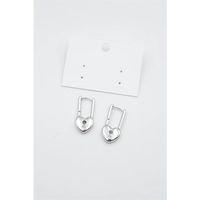 Kalp Kilit Küpe - Gümüş