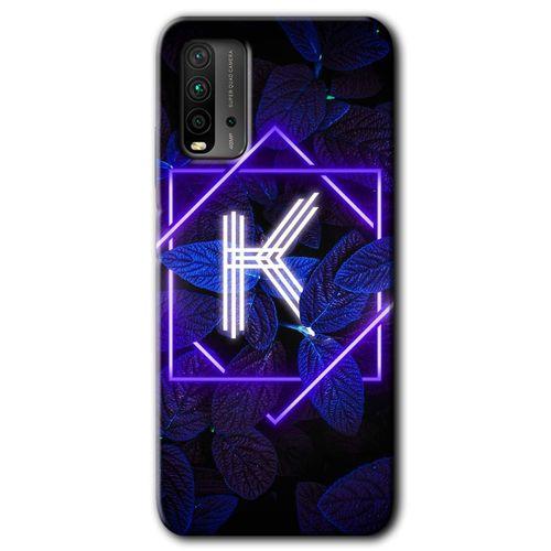 Xiaomi Poco M3 HD Baskılı Kılıf + 9D Tam Ekran Koruyucu - Dark Neon Yaprak K Harfi