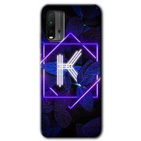 Xiaomi Poco M3 HD Baskılı Kılıf + 9D Tam Ekran Koruyucu - Dark Neon Yaprak K Harfi