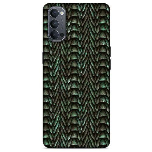 Oppo Reno 4 Kılıf Dragons (9) Kılıf Ejderha Cilt Açık Yeşil