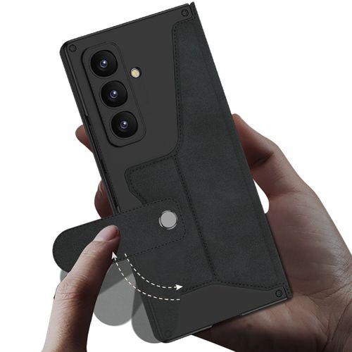 Galaxy Z Fold 7 Kılıf Kamera Korumalı Kadife Tasarımlı Zore Kıpta Kalem Bölmeli Fest Kapak