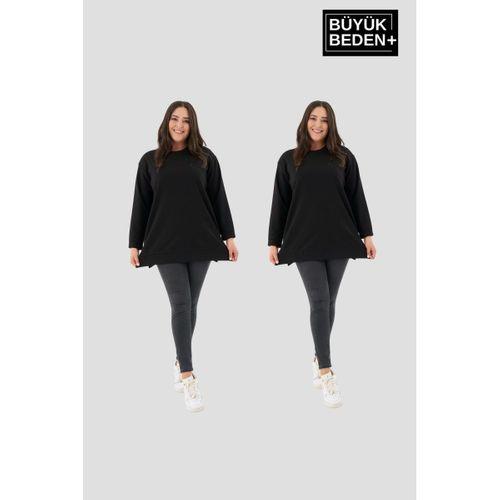 Kadın  Büyük Beden 2 li Set ince Sweatshırt Tunik SPR26BTK990+2