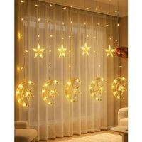 Hilal Yıldız Perde Led Işık 2 Modlu Sıcak Beyaz Dekoratif Aydınlatma