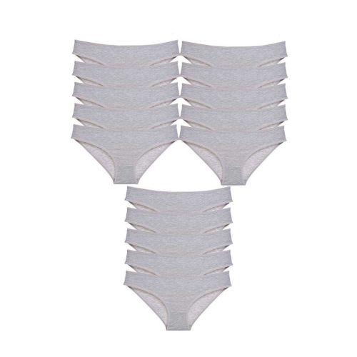 15 Adet Süper Eko Set Likralı Kadın Slip Külot Gri