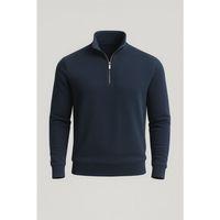 Selanik Örme Yarım Fermuar Erkek Sweatshirt - Prusya Mavisi