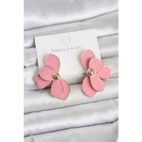 Pembe Mineli Lotus Model Pirinç Kadın Küpe