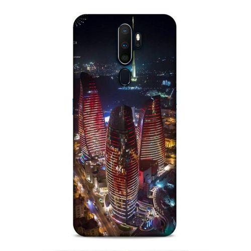 Oppo A9 2020 Uyumlu Kılıf Azarbaijan (33) Hybrid Kılıf Kuleler Gece