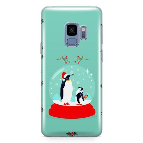 Samsung Galaxy S9 Kılıf Kar Küresi Penguen Arka Kapak Koruma Desenli Full Koruyucu