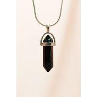 Obsidyen Doğal Taşı Zincirli El Yapımı Tasarımlı Kolye Uç: 3,5 cm Zincir: 20 cm Kutulu
