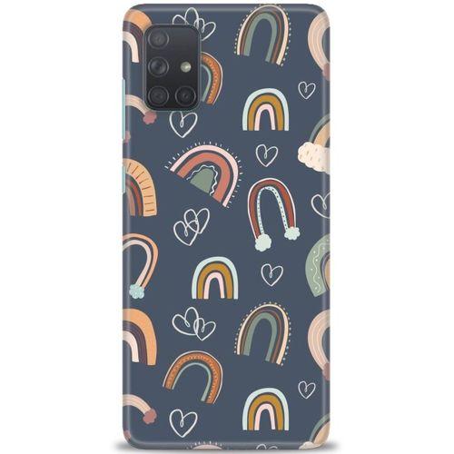 Samsung Galaxy A51 Kılıf HD Baskılı Kılıf - Gökyüzü Kalp + Tam Ekran Koruyucu