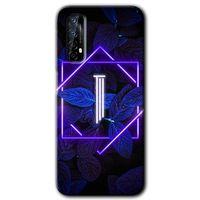 Realme 7 Kılıf HD Desen Baskılı Arka Kapak - Dark Neon Yaprak I Harfi + Kırılmaz Cam