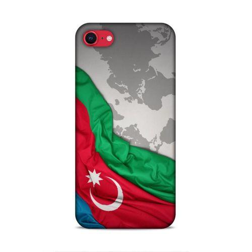 Apple iPhone SE 2020 Uyumlu Kılıf Azarbaijan (16) Kalın Kılıf Harita Bayrak