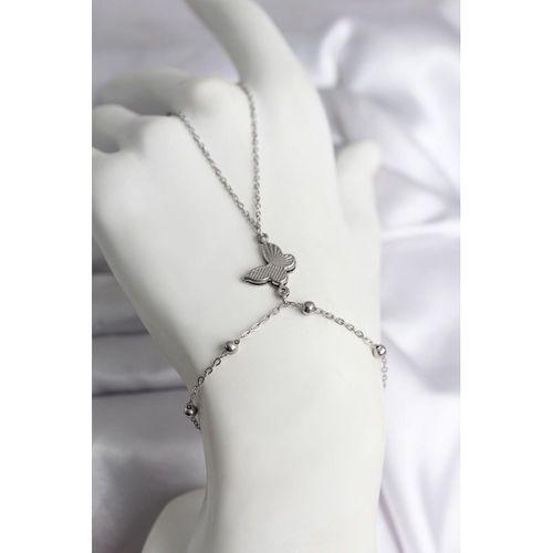 316L Çelik Gümüş Renk Kelebek Model Kadın Şahmeran