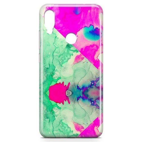 Xiaomi Redmi Note 7 Kılıf Yeşil Pembe Mermer Arka Kapak Koruma Desenli Full Koruyucu