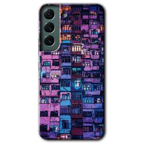 Potkal Hediye Fabrikası Samsung Galaxy S22 Plus HD Baskılı Kılıf + 9D Tam Ekran Koruyucu - Şehir Görünümü