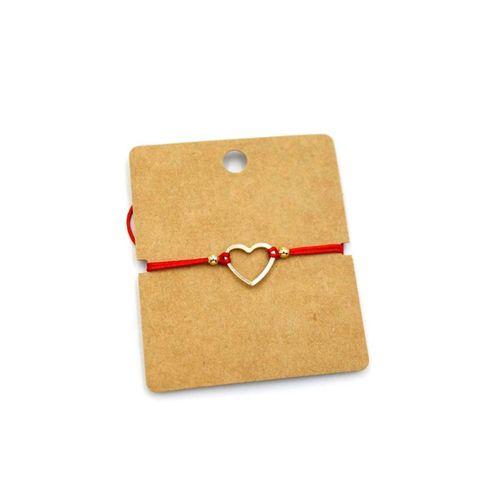 Halka Kalp İp Bileklik - Kırmızı