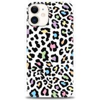 iPhone 12 Kılıf HD Baskılı Kılıf - Renkli Leopar + Tam Ekran Koruyucu