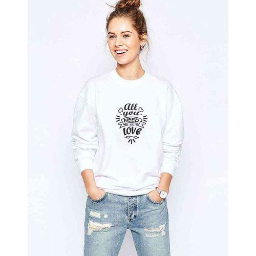 All You Need İs Love Baskılı Beyaz Kadın Sweatshirt