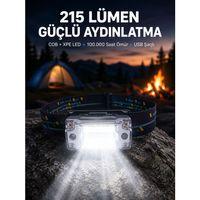 Şarj Edilebilir Led Kafa Feneri 215 Lümen Xpe Cob Güçlü Aydınlatma