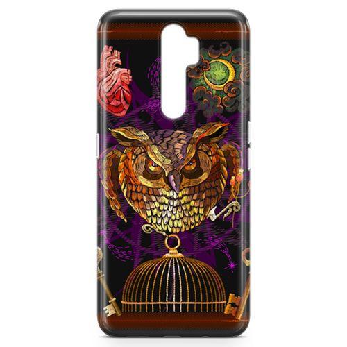 Oppo A9 2020 Kılıf Gotik Baykuş Arka Kapak Koruma Desenli Full Koruyucu