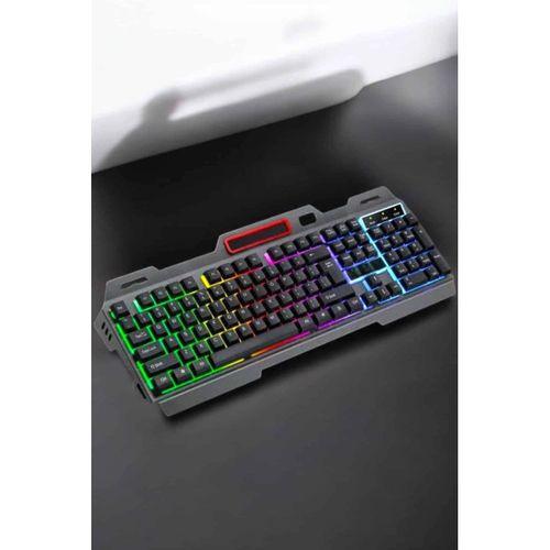 Led Işıklı Klavye Usb Girişli Rgb Işıklı Q Klavye Mouse Hediyeli