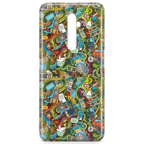 Oppo Reno2 Z 2019 Kılıf Doodle Bilgisayar Cep Telefonu Arka Kapak Koruma Desenli Full Koruyucu