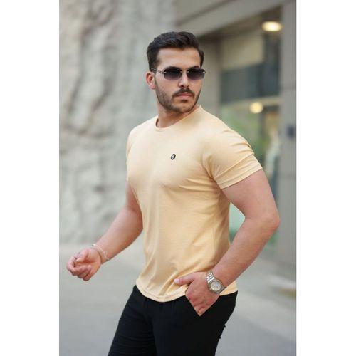 Erkek Bisiklet Yaka Arma Detaylı Basic Kısa Kollu Tişört