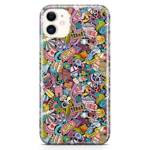 Apple iPhone 11 Kılıf Kız Bebek Giyim Doodle Arka Kapak Koruma Desenli Full Koruyucu