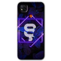 Redmi 9c Kılıf HD Desen Baskılı Arka Kapak - Dark Neon Yaprak Ş Harfi