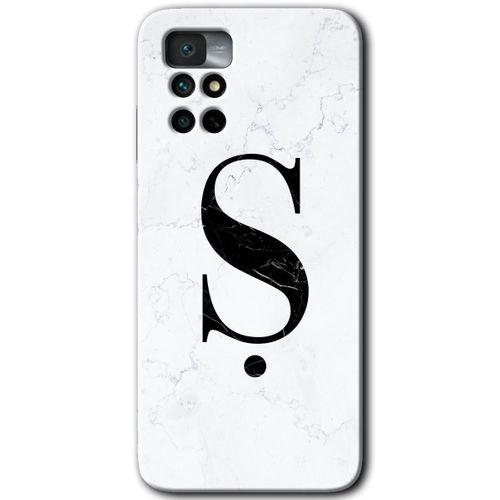 Redmi Note 11 4G Kılıf HD Desen Baskılı Arka Kapak - Beyaz Mermer Desenli Ş Harfi
