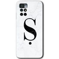 Redmi Note 11 4G Kılıf HD Desen Baskılı Arka Kapak - Beyaz Mermer Desenli Ş Harfi