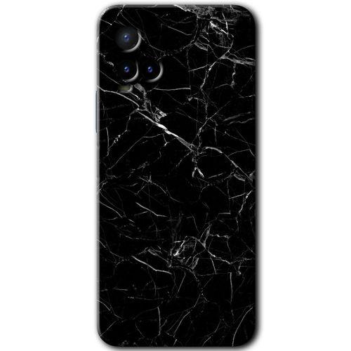 Vivo Y33s Kılıf HD Desen Baskılı Arka Kapak+Temperli Cam - Siyah Mermer