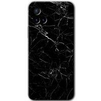 Vivo Y33s Kılıf HD Desen Baskılı Arka Kapak+Temperli Cam - Siyah Mermer