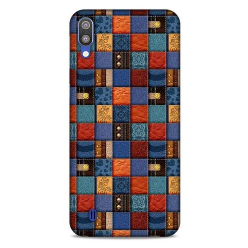 Samsung Galaxy M10 Kılıf Patchwork (16) Kalın Kılıf Turuncu Mavi