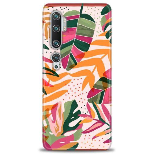 Xiaomi Mi Note 10 Kılıf HD Baskılı Kılıf - Turuncu Pembe + Tam Ekran Koruyucu