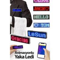 Matrix Kayan Led Yaka Rozeti Mobil Kontrollü Dijital Etiket 9×3cm