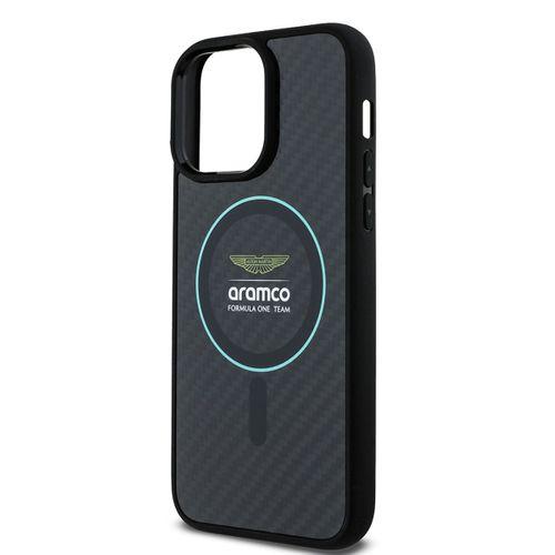 Apple iPhone 14 Pro Max Kılıf Aston Martin Orjinal Lisanslı M-safe Şarj Özellikli Renkli Halka ve Karbon Fiber Tasarımlı Kapak