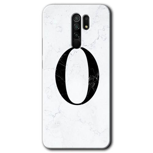 BeRa Aksesuar Xiaomi Redmi 9 Kılıf Baskılı Kapak - Beyaz Mermer Desenli O Harfi +Tam Kaplayan Mat Seramik