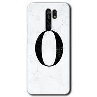 BeRa Aksesuar Xiaomi Redmi 9 Kılıf Baskılı Kapak - Beyaz Mermer Desenli O Harfi +Tam Kaplayan Mat Seramik