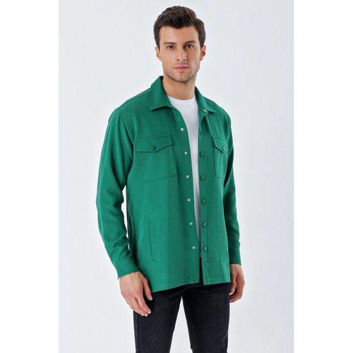 20193 Oversize Erkek Gömlek - Zümrüt Yeşili