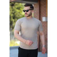 Erkek Bisiklet Yaka örgü Desenli Kısa örme Triko Kısa Kollu T-shirt