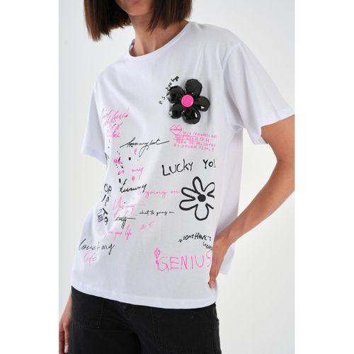 ALEXANDERGARDI Dokulu Çiçek Detaylı Baskılı Kadın T-shirt
