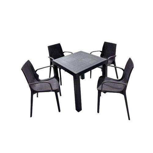 Mandella Elit Rattan 80x80 Nirvana Koltuk Masa Takımı Kahverengi