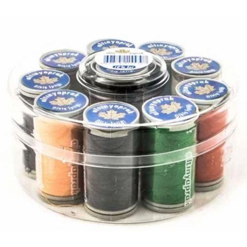 Altın Yaprak Dikiş İpliği Seti 10'lu Yuvarlak Kutulu